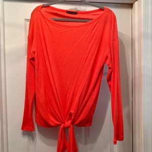 Orange sweater with tie in front